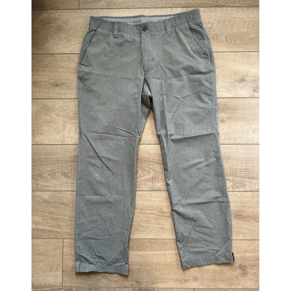 Under Armour Golf Pants Gray Loose Size 36x30 Flat Front Lightweight Breathable